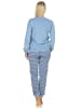 NORMANN Frottee Pyjama langarm Schlafanzug Bündchen Hose gestreift - 70505 in hellblau