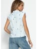 SASSYCLASSY Ärmellose Bluse mit roter Herzstickerei in Hellblau
