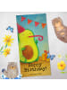 Mr. & Mrs. Panda Strandtuch Avocado Geburtstag Design mit Spruch in Weiß