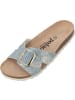 Palado Pantoletten Tinos Jeans in Hellblau/Gold