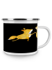 Mr. & Mrs. Panda Camping Emaille Tasse Verlobung Glück mit Spruch in Schwarz