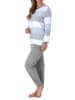 NORMANN Pyjama Bündchen Schlafanzug Blockstreifen - 69136 in hellblau