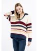 DreiMaster Maritim Damen Strickpullover in Wollweiss Mehrfarbig