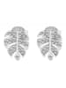 Adeliás Damen Ohrstecker Blatt aus 925 Silber mit Zirkonia in silber