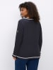 sheego Langarm-Pullover in tiefblau-ecru