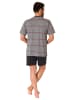 NORMANN Kurzarm Schlafanzug Shorty Pyjama Streifen - 78154 in dunkelgrau