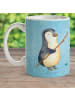 Mr. & Mrs. Panda Haferl Pinguin Angler ohne Spruch in Eisblau