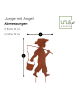 UNUS Gartenstecker Rost Junge mit Angel in Braun