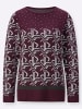 creation L Jacquard-Pullover in burgund-graphit-gemustert