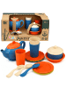 Wisam Lean Toys Kindergeschirr-Set aus Bambusfasern, blau und orange, 15-teilig