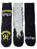Harry Potter 3er Pack Harry Potter Socken Hogwarts Platform 9 3/4 Strümpfe in grau/schwarz