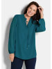 GOLDNER Kurzgröße:  Chiffonbluse Elegante Jersey-Bluse mit Rundhals in petrol