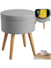 tectake Hocker mit Stauraum in Leinenoptik, 42,5 x 42,5 x 45,5 cm