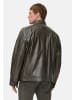 Camel Active Leder Bikerjacke mit Stehkragen in Grün