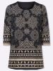 Sieh an! Longshirt in schwarz-beige-bedruckt