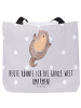 Mr. & Mrs. Panda Schultertasche Otter Umarmen mit Spruch in Grau Pastell