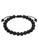 True Rebels Armband aus Edelstahl Lavastein in schwarz