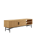 SalesFever Lowboard 160 cm mit Stauraum - Eiche Echtholzfurnier & Metallgestell in Schwarz