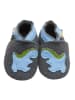 Yalion Baby Krabbelschuhe aus Filz mit rutschfester Sohle – Grau mit Dinosaurier-Muster