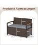 COSTWAY 2-Sitzer Gartenbank mit Kissenbox Polyrattan in Grau