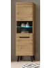 Furn.Design Vitrine Eiche Artisan, schwarz 53 cm, Vitrinenschrank skandinavisch
