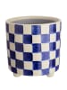Butlers Blumenübertopf NEW DELFT Karos in Beige / Blau