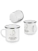 Mr. & Mrs. Panda Camping Emaille Tasse Robbe Sherlock mit Spruch in Weiß