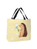 Mr. & Mrs. Panda Strandtasche Igel Blumen ohne Spruch in Gelb Pastell