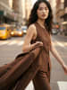 Aniston CASUAL Longblazer in hellbraun-marine-dunkelrot-beige