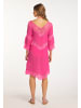 IZIA Damen Tunika-Kleid Mini Mit Häkelpart in Pink
