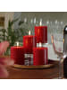 Uyuni 4er Set LED Kerzen PIA Rustik-Optik H: 10cm mit Batterien und Fernb in rot