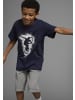 Kidsworld T-Shirt & Shorts in marine/graumeliert