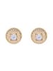 Guess Damen-Ohrringe Ohrstecker Coin Pave Goldfarben