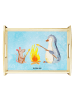 Mr. & Mrs. Panda Holz Tablett Pinguin Lagerfeuer ohne Spruch in Eisblau