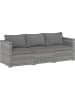 COSTWAY Gartensofa Gartenlounge mit Kissen 3-Sitzer in Grau