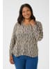 KAFFE curve Langarm-Bluse KCami in Grey/Black Graphic Simili