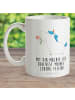 Mr. & Mrs. Panda Tasse Einhorn Blume mit Spruch in Weiß