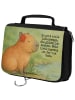 Mr. & Mrs. Panda Beautycase Capybara Blume Design mit Spruch in Weiß