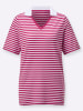 WITT WEIDEN Poloshirt in fuchsia-weiß-geringelt