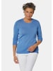 GOLDNER Rundhalspullover Sommerlicher Strickpullover mit Ajourmuster in jeansblau
