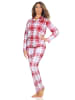 NORMANN Schlafanzug langarm Pyjama karierte Optik Jersey - 87052 in rot