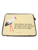 Mr. & Mrs. Panda Laptop Tasche Storch mit Spruch in Gelb Pastell