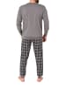 NORMANN Langarm Schlafanzug Bündchen und karierter Jersey Pyjamahose - 86158 in grau