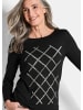 GOLDNER Kurzgröße:  Shirt Langarmshirt aus Viskose mit Glanz in schwarz