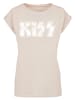 F4NT4STIC Extended Shoulder T-Shirt Kiss Rock Band Vintage Logo in Whitesand