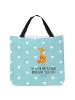 Mr. & Mrs. Panda Tote Bag Fuchs Koch mit Spruch in Türkis Pastell