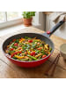 Stoneline SMART Wokpfanne 30 cm, abnehmbarer Griff | mit Deckel in Rot