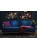 Beliani 3-Sitzer Sofa SENJA in Blau/Dunkler Holzfarbton - (W) 198 x (H) 87 x (L) 95 cm