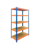 relaxdays Schwerlastregal "5 Ebenen" in Blau/ Orange - (B)100 x (H)180 x (T)30 cm