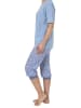 NORMANN Capri Pyjama kurzarm und Spitzenbesatz - 44524 in blau